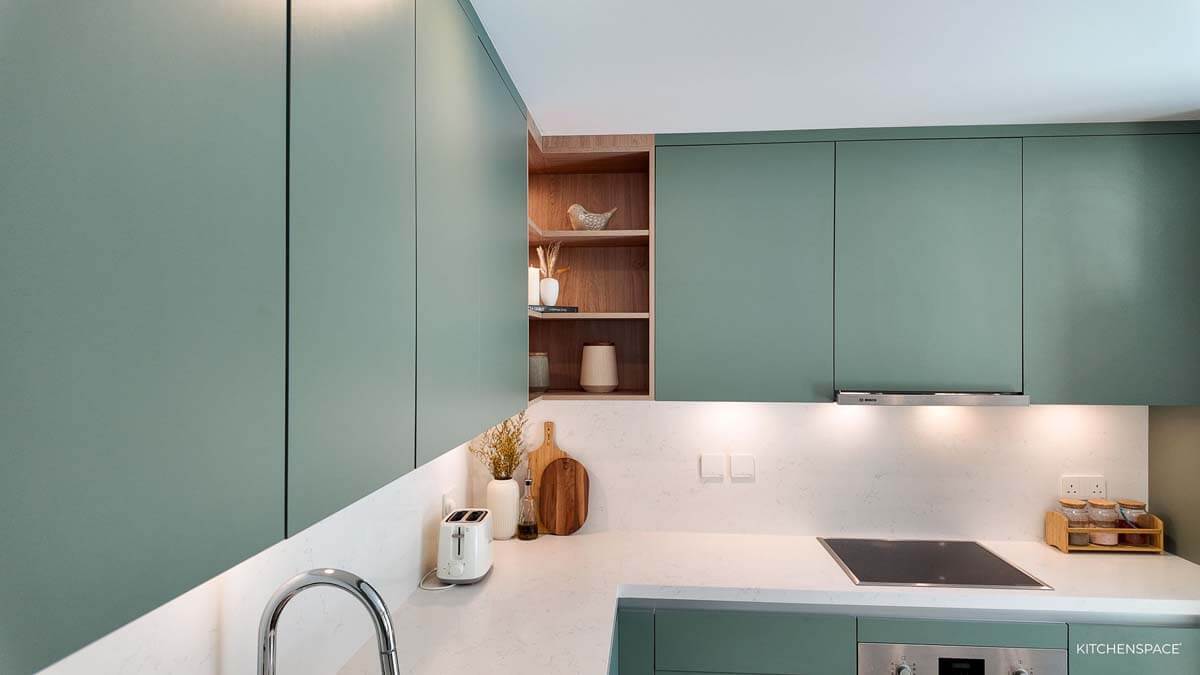 Sage Green with Wood Accent Kitchen 